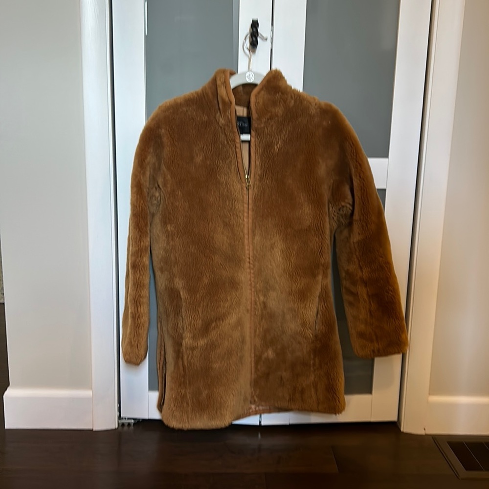 Brown boxy fit jacket with side zips